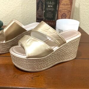 Gold Platform Wedges NWT